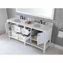 Winterfell 72" Double Bathroom Vanity in White with Marble Top and Round Sink with Mirror