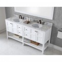 Winterfell 72" Double Bathroom Vanity in White with Marble Top and Round Sink with Mirror