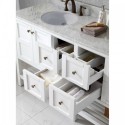 Winterfell 72" Double Bathroom Vanity in White with Marble Top and Round Sink with Mirror