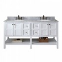 Winterfell 72" Double Bathroom Vanity in White with Marble Top and Round Sink