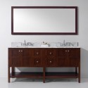 Winterfell 72" Double Bathroom Vanity in Cherry with Marble Top and Square Sink with Mirror