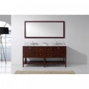 Winterfell 72" Double Bathroom Vanity in Cherry with Marble Top and Square Sink with Mirror