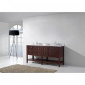 Winterfell 72" Double Bathroom Vanity in Cherry with Marble Top and Square Sink