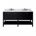 Winterfell 72" Double Bathroom Vanity in Espresso with Marble Top and Square Sink