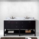 Winterfell 72" Double Bathroom Vanity in Espresso with Marble Top and Square Sink