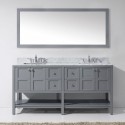 Winterfell 72" Double Bathroom Vanity in Grey with Marble Top and Square Sink with Mirror