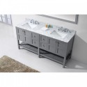 Winterfell 72" Double Bathroom Vanity in Grey with Marble Top and Square Sink with Mirror