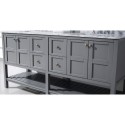 Winterfell 72" Double Bathroom Vanity in Grey with Marble Top and Square Sink with Mirror