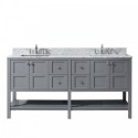 Winterfell 72" Double Bathroom Vanity in Grey with Marble Top and Square Sink