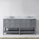 Winterfell 72" Double Bathroom Vanity in Grey with Marble Top and Square Sink