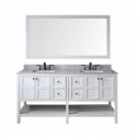 Winterfell 72" Double Bathroom Vanity in White with Marble Top and Square Sink with Mirror