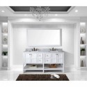 Winterfell 72" Double Bathroom Vanity in White with Marble Top and Square Sink with Polished Chrome Faucet and Mirror