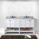 Winterfell 72" Double Bathroom Vanity in White with Marble Top and Square Sink