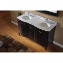 Khaleesi 60" Double Bathroom Vanity in Espresso with Marble Top and Round Sink with Polished Chrome Faucet and Mirror