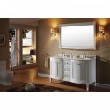 Khaleesi 60" Double Bathroom Vanity in White with Marble Top and Round Sink with Mirror