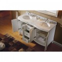 Khaleesi 60" Double Bathroom Vanity in White with Marble Top and Round Sink with Mirror