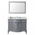 Norhaven 48" Single Bathroom Vanity in Grey with Marble Top and Round Sink with Mirror