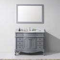 Norhaven 48" Single Bathroom Vanity in Grey with Marble Top and Round Sink with Mirror