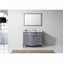 Norhaven 48" Single Bathroom Vanity in Grey with Marble Top and Round Sink with Mirror