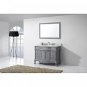 Norhaven 48" Single Bathroom Vanity in Grey with Marble Top and Round Sink with Mirror