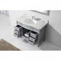 Norhaven 48" Single Bathroom Vanity in Grey with Marble Top and Round Sink with Mirror