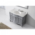 Norhaven 48" Single Bathroom Vanity in Grey with Marble Top and Round Sink with Mirror