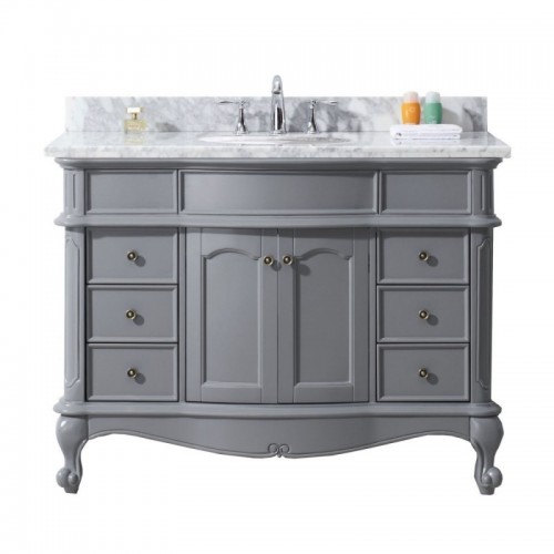 Norhaven 48" Single Bathroom Vanity in Grey with Marble Top and Round Sink
