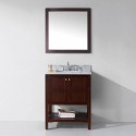 Winterfell 30" Single Bathroom Vanity in Cherry with Marble Top and Round Sink with Mirror