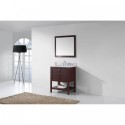 Winterfell 30" Single Bathroom Vanity in Cherry with Marble Top and Round Sink with Mirror