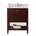 Winterfell 30" Single Bathroom Vanity in Cherry with Marble Top and Round Sink
