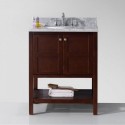 Winterfell 30" Single Bathroom Vanity in Cherry with Marble Top and Round Sink