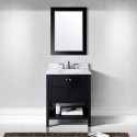 Winterfell 30" Single Bathroom Vanity in Espresso with Marble Top and Round Sink with Mirror