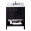 Winterfell 30" Single Bathroom Vanity in Espresso with Marble Top and Round Sink