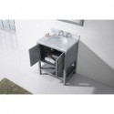 Winterfell 30" Single Bathroom Vanity in Grey with Marble Top and Round Sink with Mirror