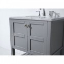 Winterfell 30" Single Bathroom Vanity in Grey with Marble Top and Round Sink with Mirror