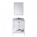 Winterfell 30" Single Bathroom Vanity in White with Marble Top and Round Sink with Mirror