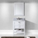 Winterfell 30" Single Bathroom Vanity in White with Marble Top and Round Sink with Mirror