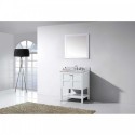 Winterfell 30" Single Bathroom Vanity in White with Marble Top and Round Sink with Mirror