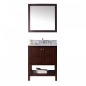 Winterfell 30" Single Bathroom Vanity in Cherry with Marble Top and Square Sink with Mirror