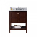 Winterfell 30" Single Bathroom Vanity in Cherry with Marble Top and Square Sink