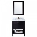 Winterfell 30" Single Bathroom Vanity in Espresso with Marble Top and Square Sink with Mirror
