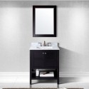 Winterfell 30" Single Bathroom Vanity in Espresso with Marble Top and Square Sink with Mirror