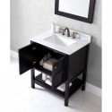 Winterfell 30" Single Bathroom Vanity in Espresso with Marble Top and Square Sink with Mirror