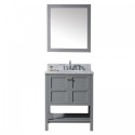 Winterfell 30" Single Bathroom Vanity in Grey with Marble Top and Square Sink with Mirror