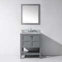 Winterfell 30" Single Bathroom Vanity in Grey with Marble Top and Square Sink with Mirror