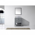 Winterfell 30" Single Bathroom Vanity in Grey with Marble Top and Square Sink with Mirror