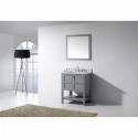Winterfell 30" Single Bathroom Vanity in Grey with Marble Top and Square Sink with Mirror