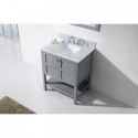 Winterfell 30" Single Bathroom Vanity in Grey with Marble Top and Square Sink with Mirror