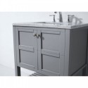 Winterfell 30" Single Bathroom Vanity in Grey with Marble Top and Square Sink with Mirror