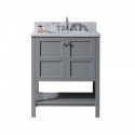 Winterfell 30" Single Bathroom Vanity in Grey with Marble Top and Square Sink